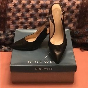 Black Nine West Slingback Heels. Size 10